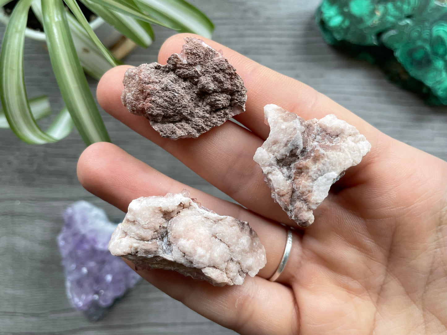 Pink Amethyst Geode Crystal Cluster Mini Pieces bottom