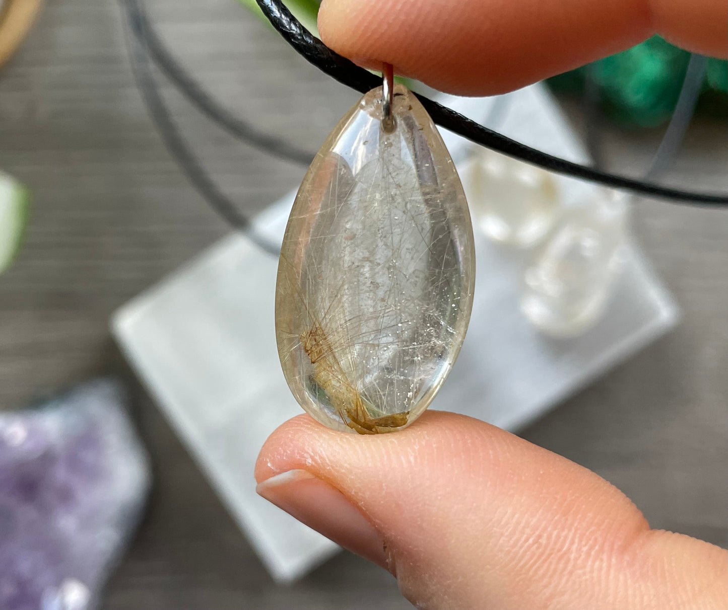 Rutilated Quartz Pendant Necklace Crystal b