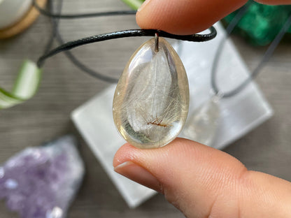 Rutilated Quartz Pendant Necklace Crystal c