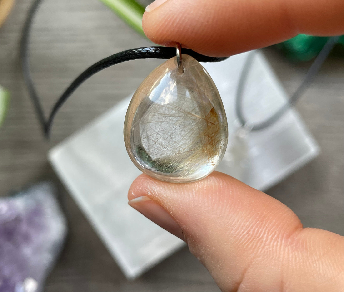 Rutilated Quartz Pendant Necklace Crystal d