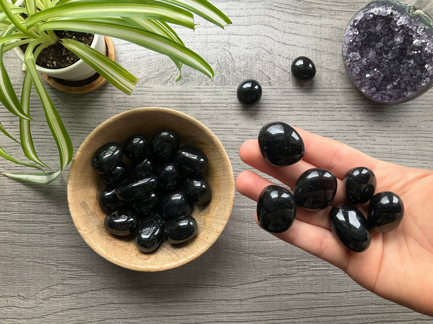 Ice Obsidian Tumbled Stone close up