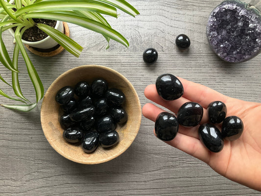 Ice Obsidian Tumbled Stone close up