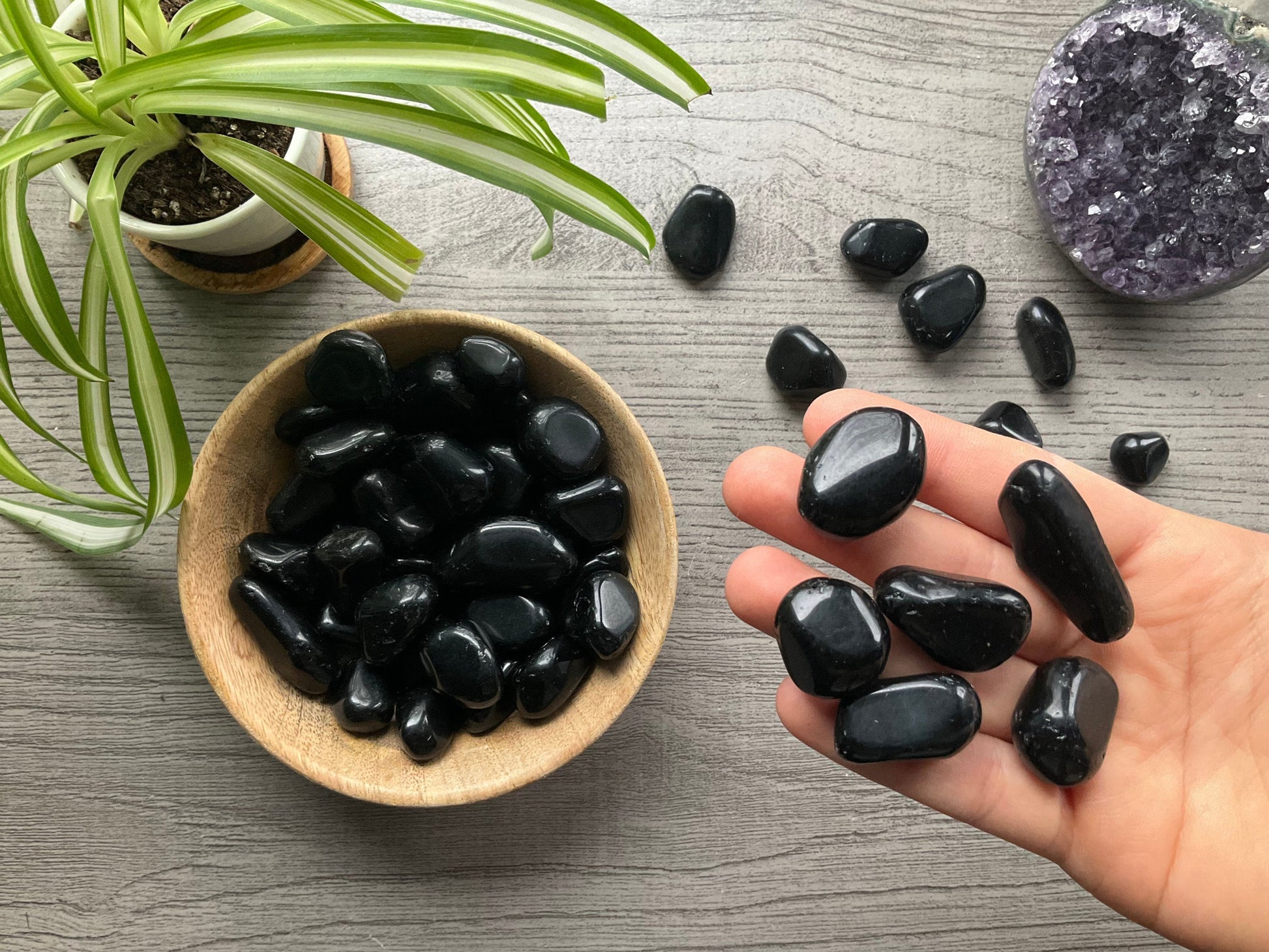 Obsidian Tumbled Stone close up