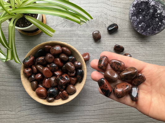 Mahogany Obsidian Tumbled Stone close up