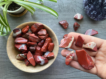 Red Jasper Tumbled Stone Close Up