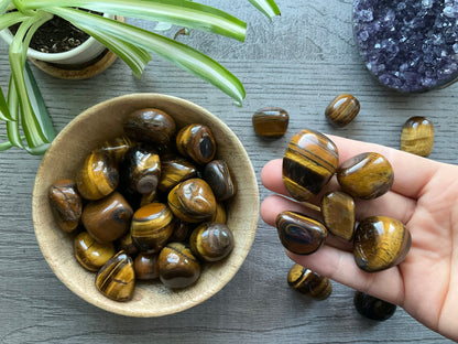 Tiger's Eye Tumbled Stone close up