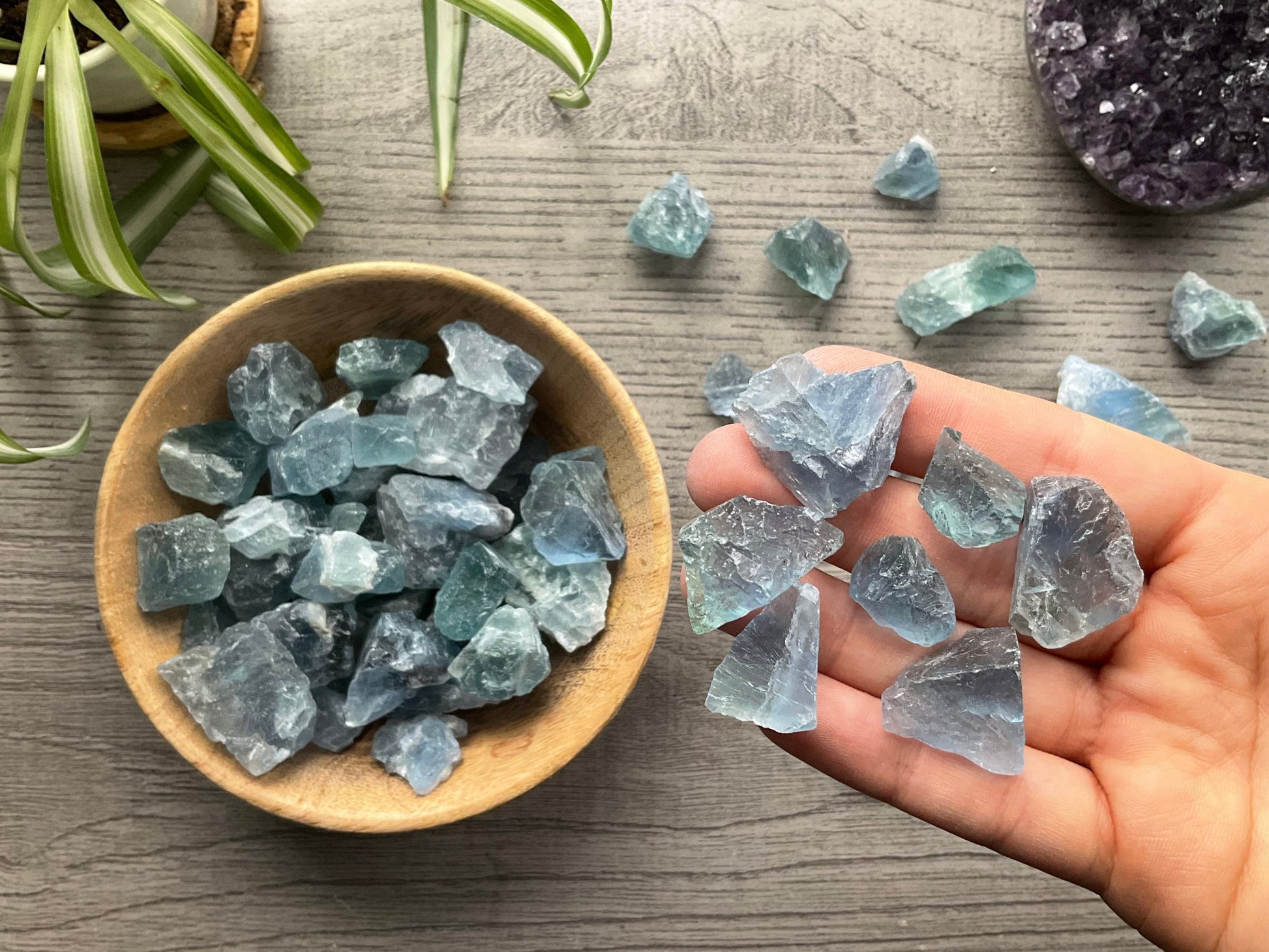 Ice Blue Raw Fluorite Crystal Chunks