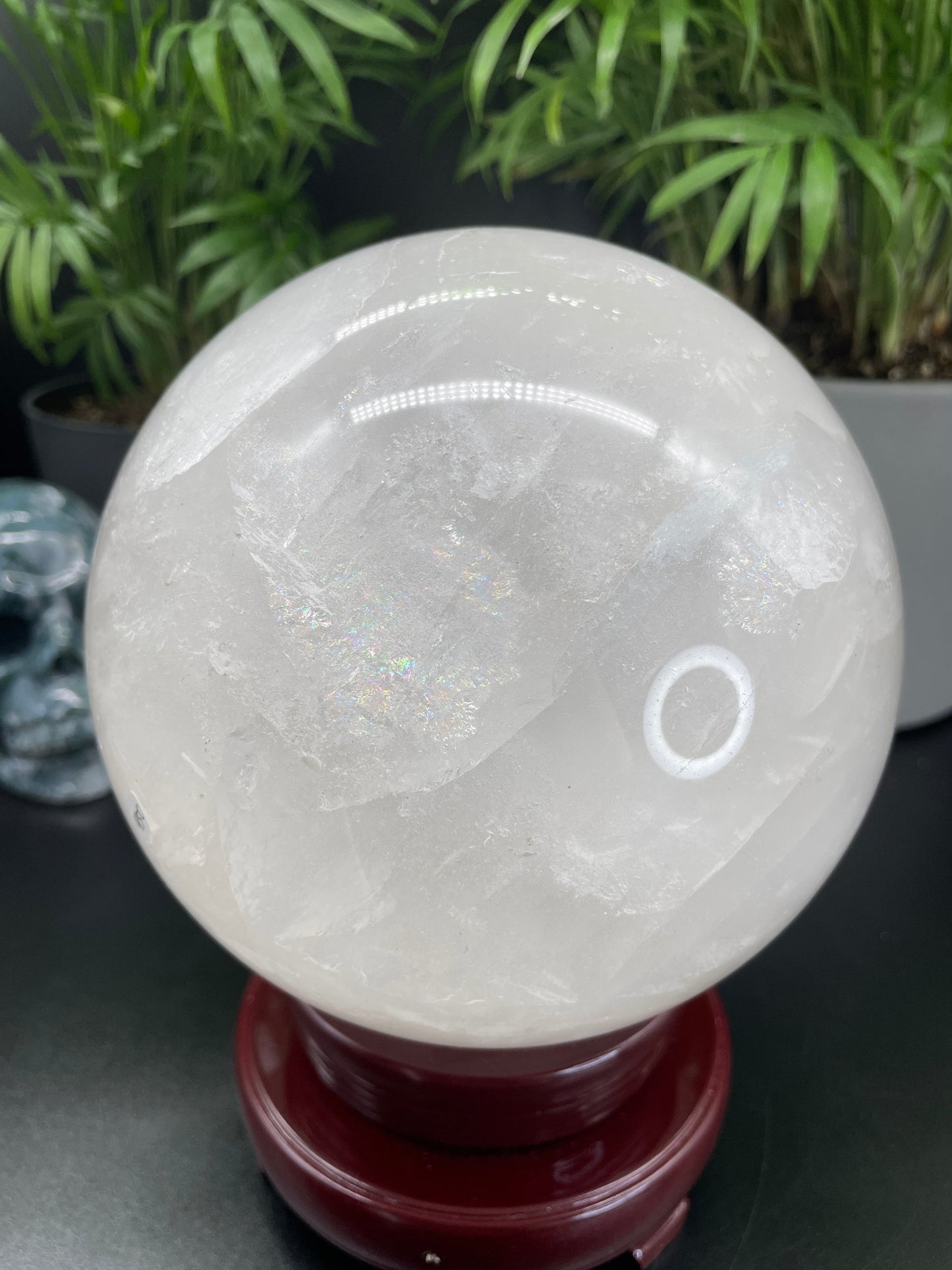 Quartz Sphere with Rotating Stand - 147mm (A) - The Wandering Fox Emporium, Your Crystal Store rotating stand