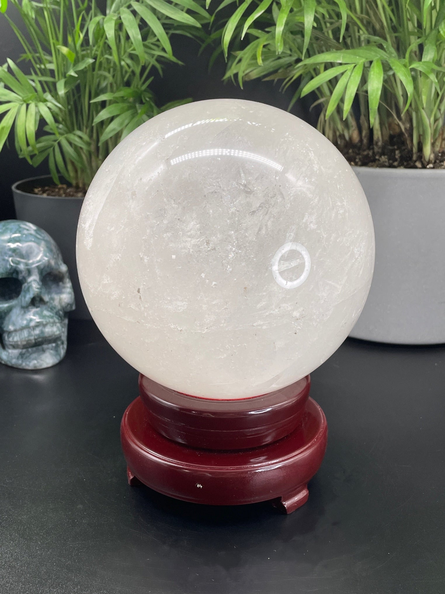 Quartz Sphere with Rotating Stand - 147mm (A) - The Wandering Fox Emporium, Your Crystal Store