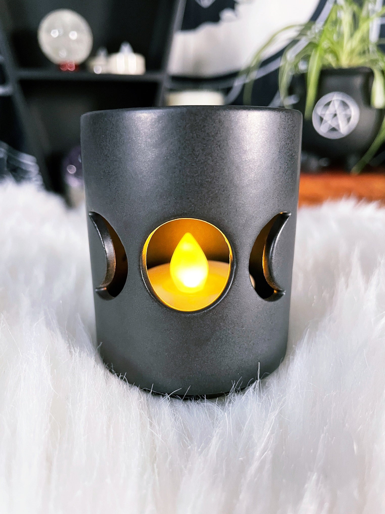 Triple Moon Tealight Candle Holder light