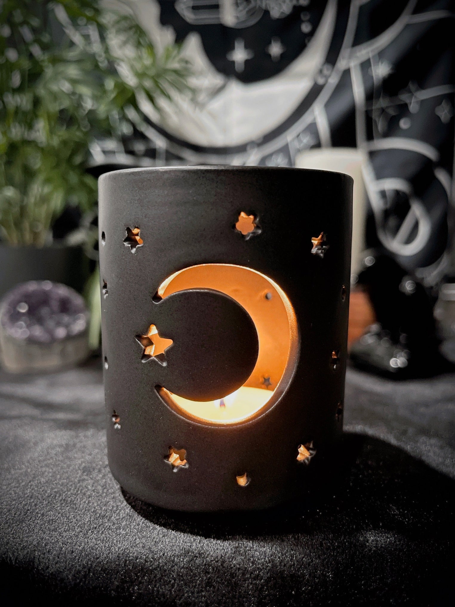 Mystical Moon Tealight Candle Holder dark