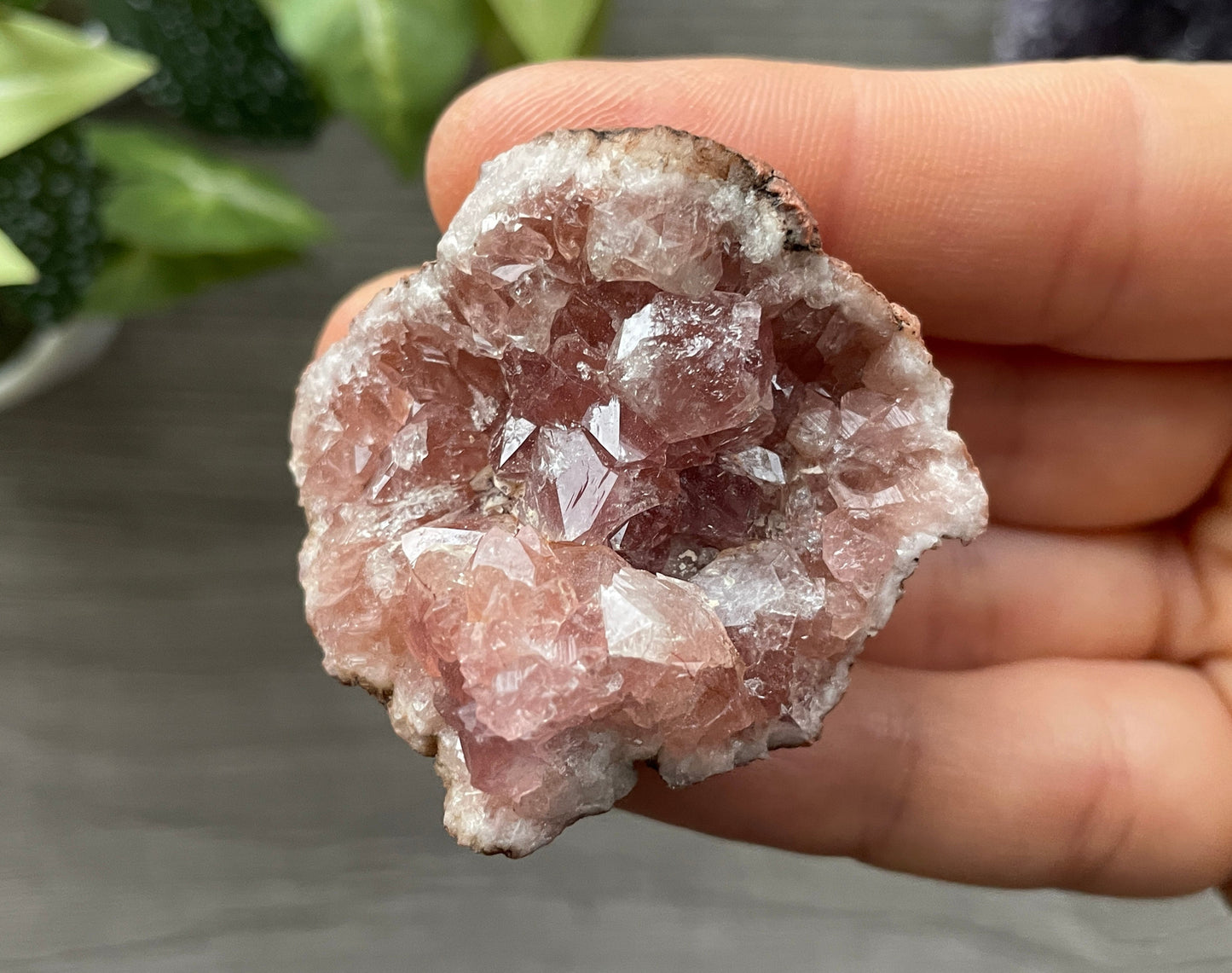 Pink Amethyst Geode Crystal Cluster (B) top