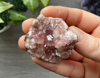 Pictured is a pink amethyst geode.Pink Amethyst Geode Crystal Cluster (B)