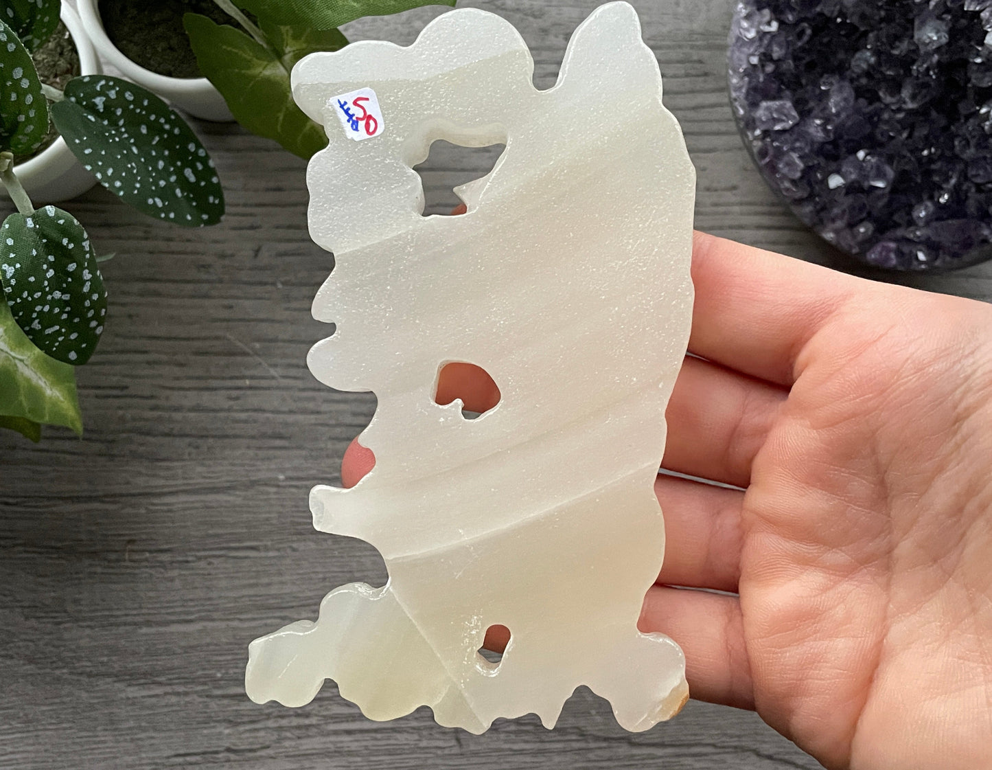 Chalcedony Nine-Tailed Fox Crystal Carving, back