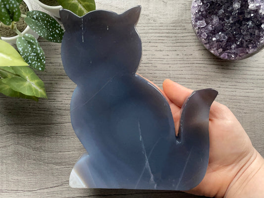 Agate Cat Crystal Carving, front