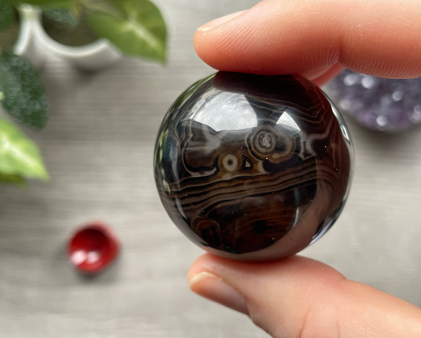 Sardonyx Crystal Sphere 40mm front