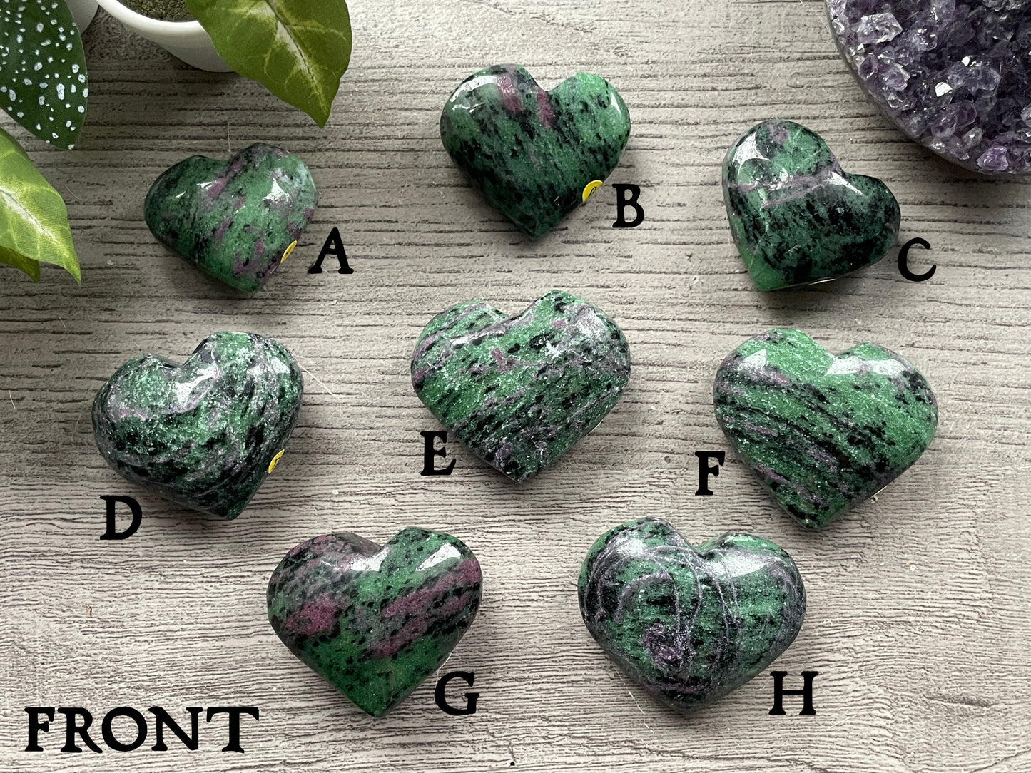 Ruby in Zoisite Crystal Heart front