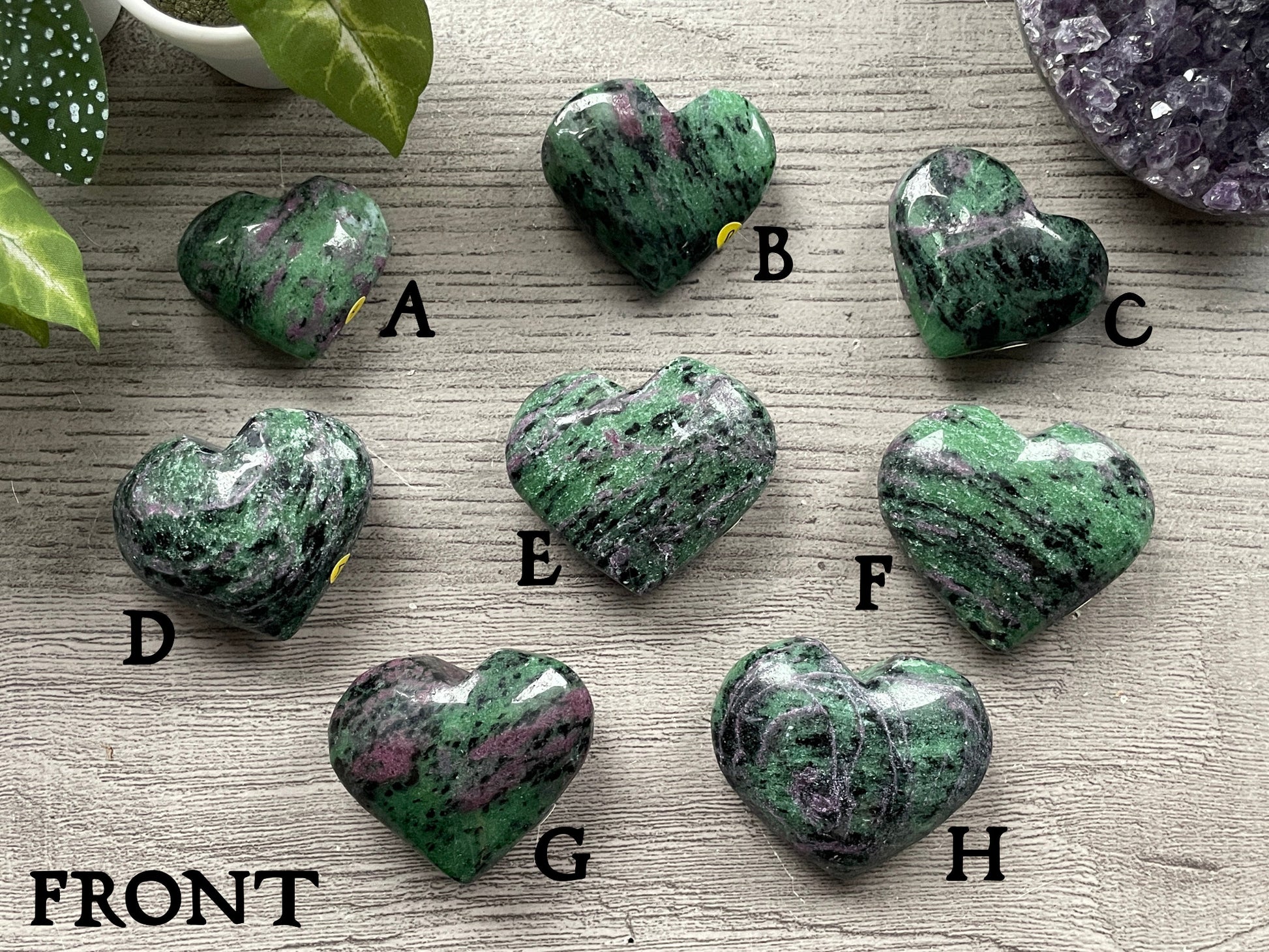 Ruby in Zoisite Crystal Heart front