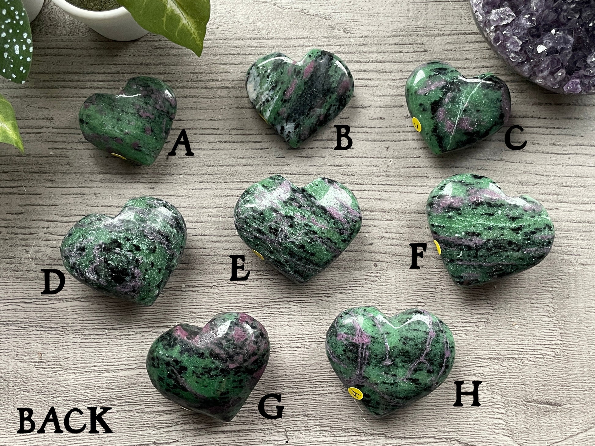 Ruby in Zoisite Crystal Heart back