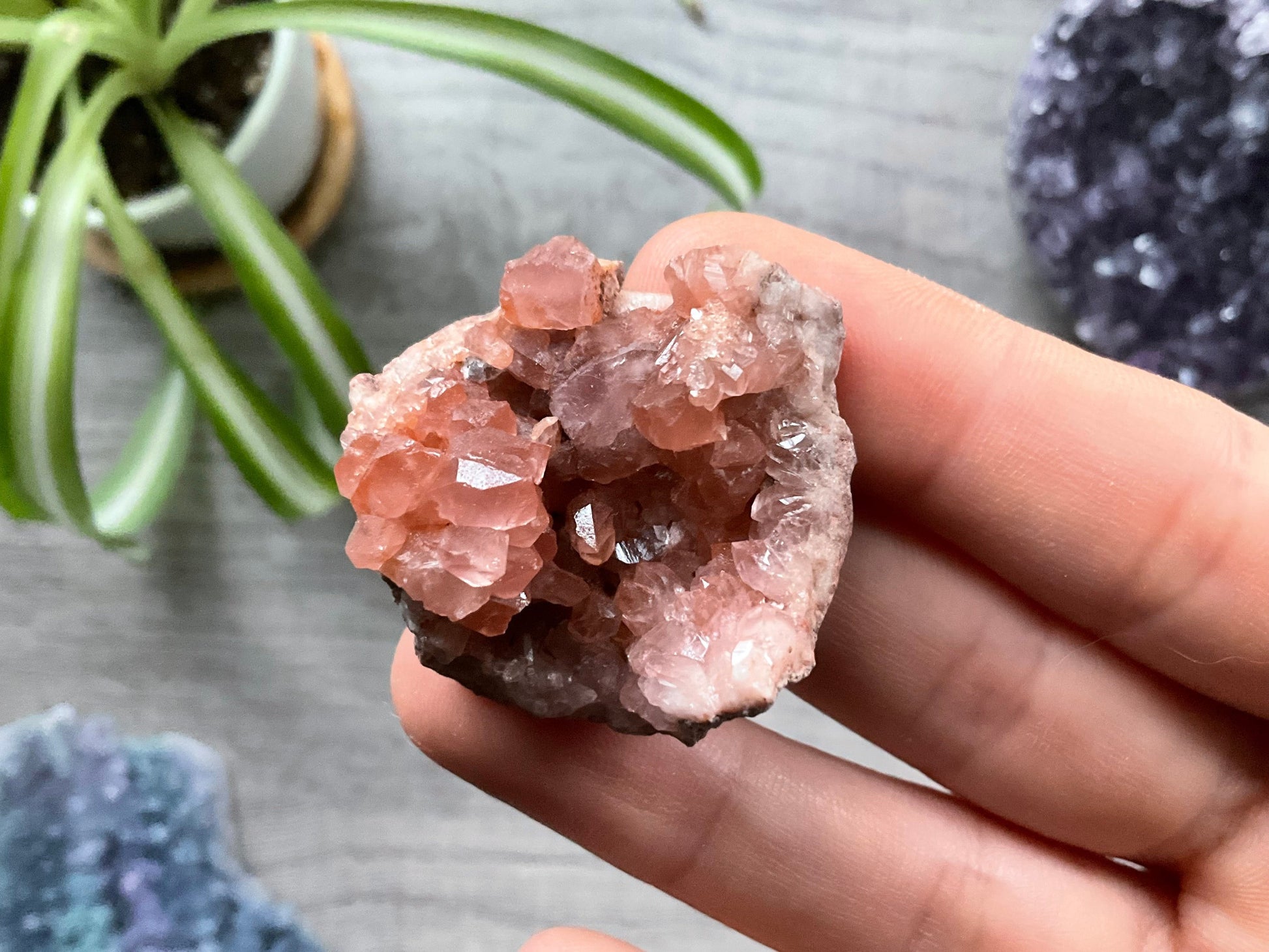 Pink Amethyst Geode Crystal Cluster (Z)