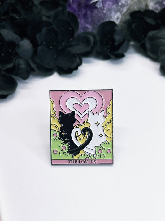 "The Lovers" Cat Tarot Card Enamel Pin 