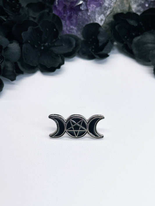 Pentagram Triple Moon Enamel Pin