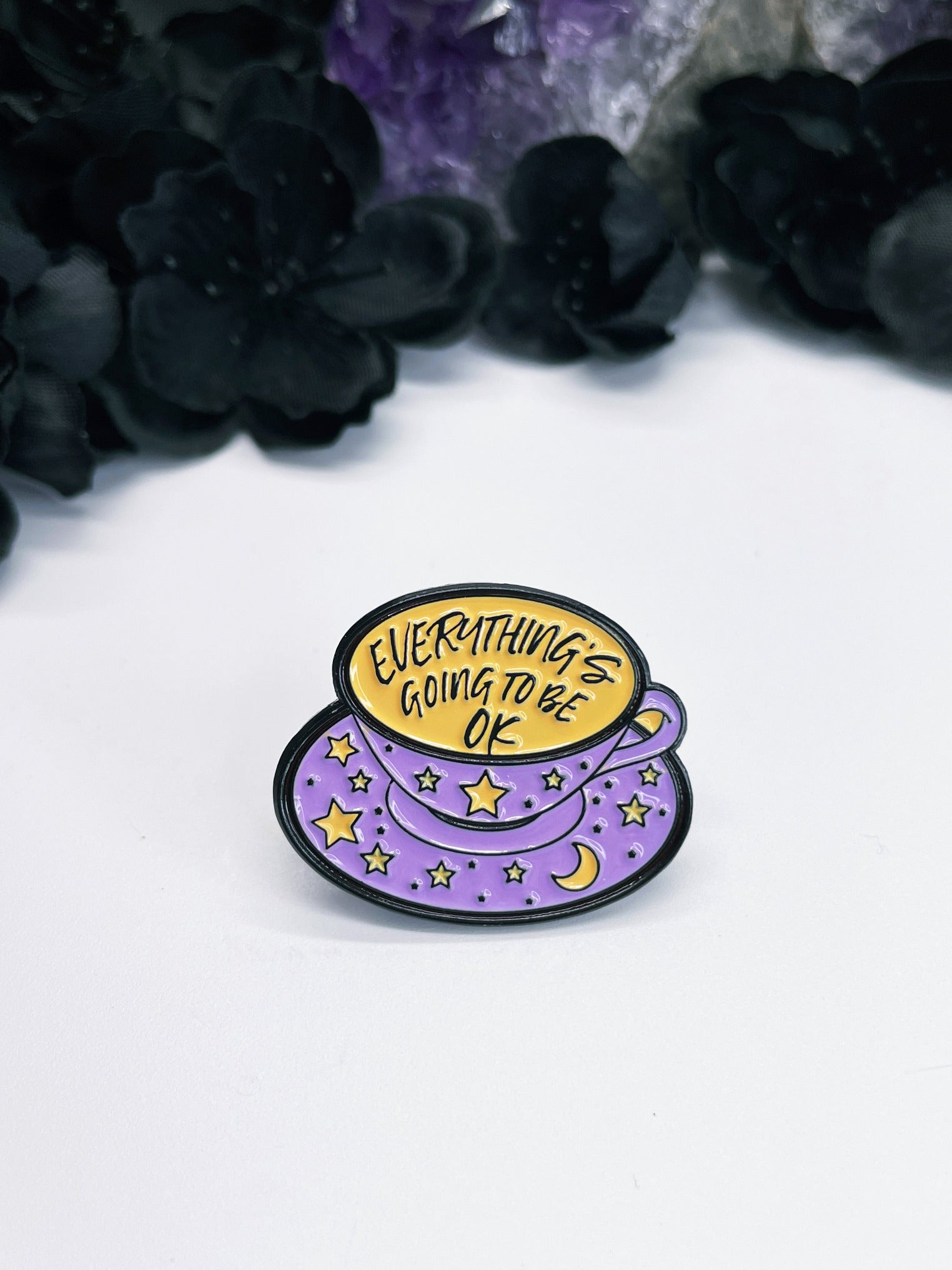 "Everything's Going to Be Okay" Fortune Teacup Enamel Pin