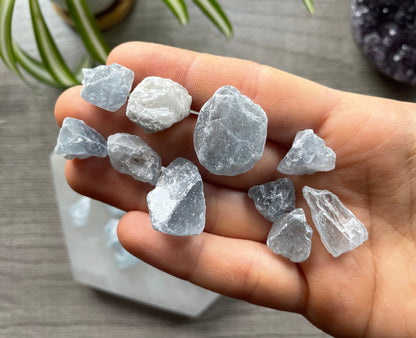 Raw Celestite Crystal Chunks (25g) close up