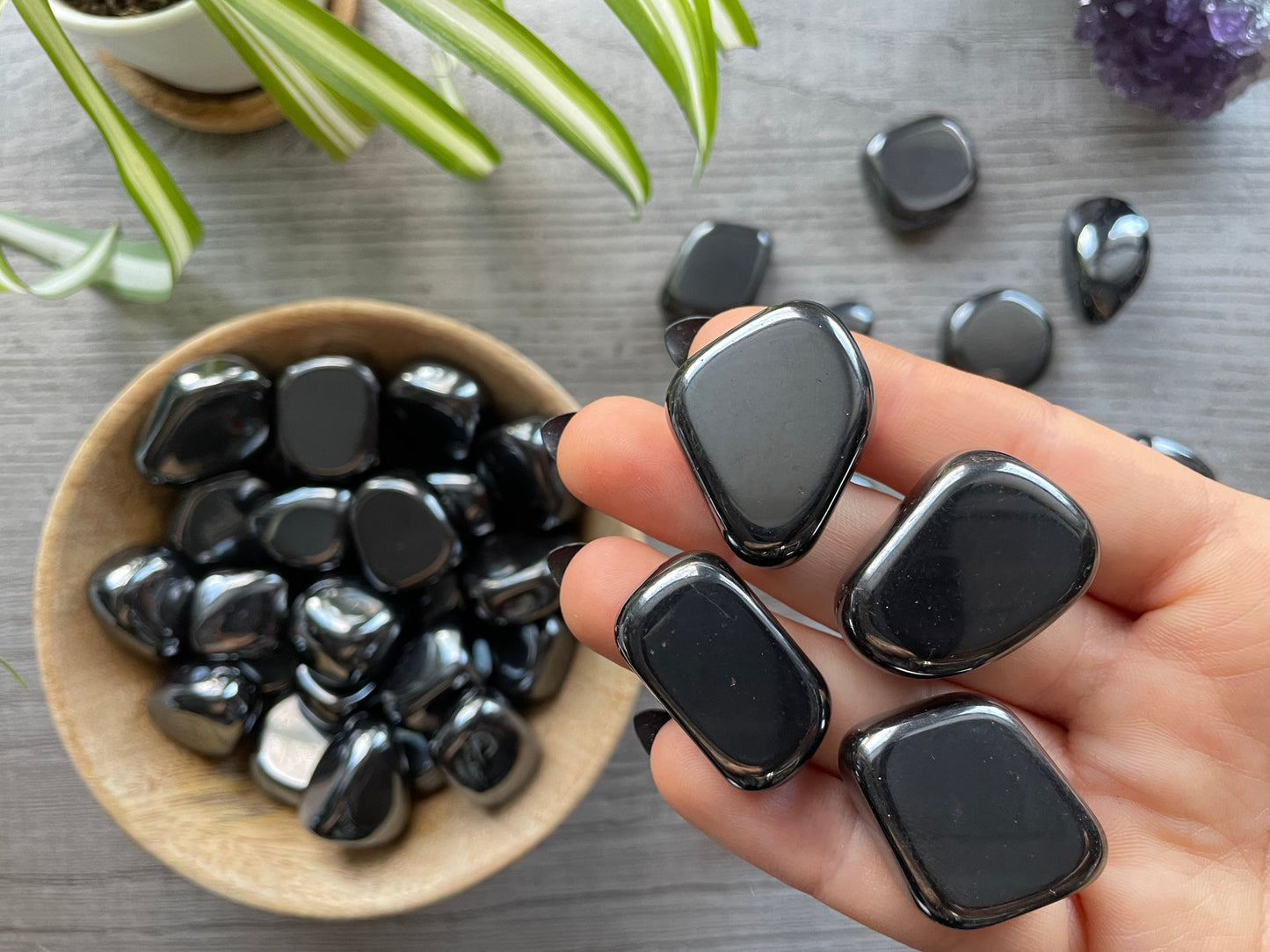 Hematite Tumbled Stone close up