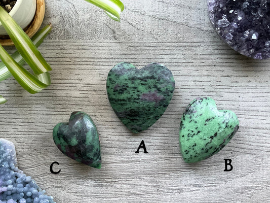 Ruby in Zoisite Crystal Heart front