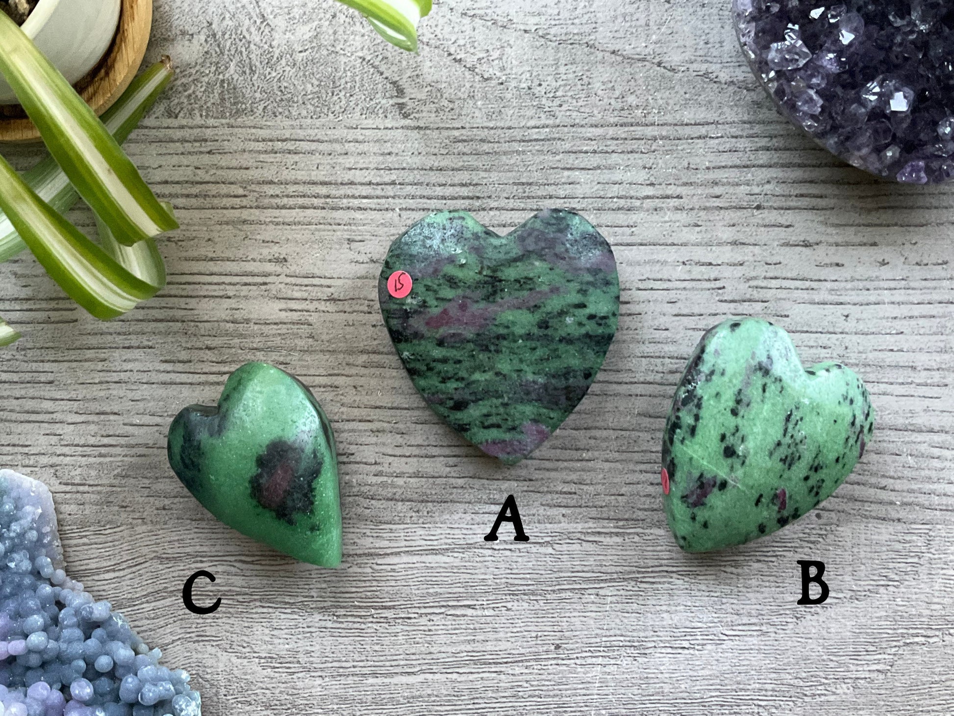 Ruby in Zoisite Crystal Heart back