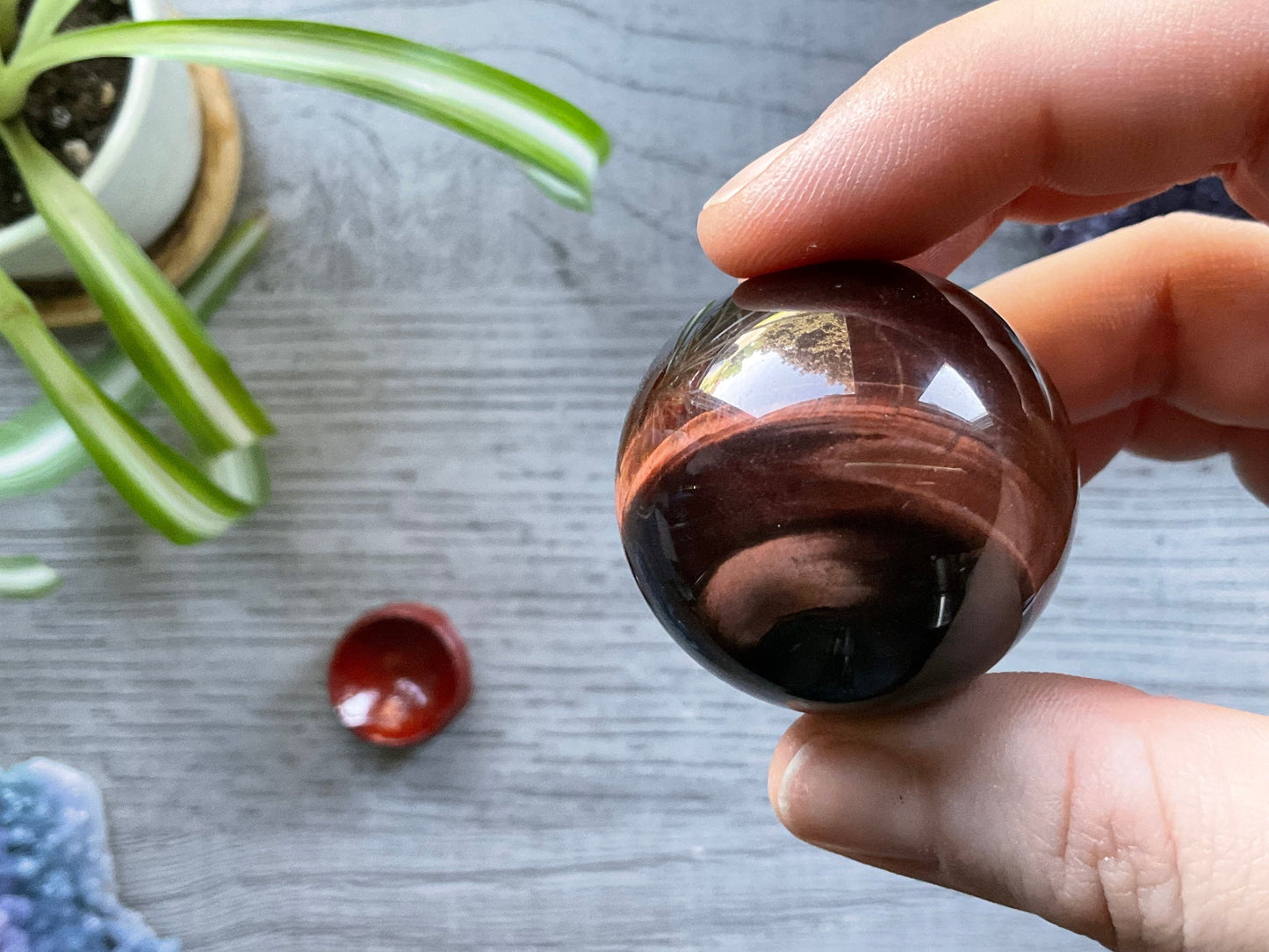 Red Tiger's Eye Crystal Sphere 37mm (B) side