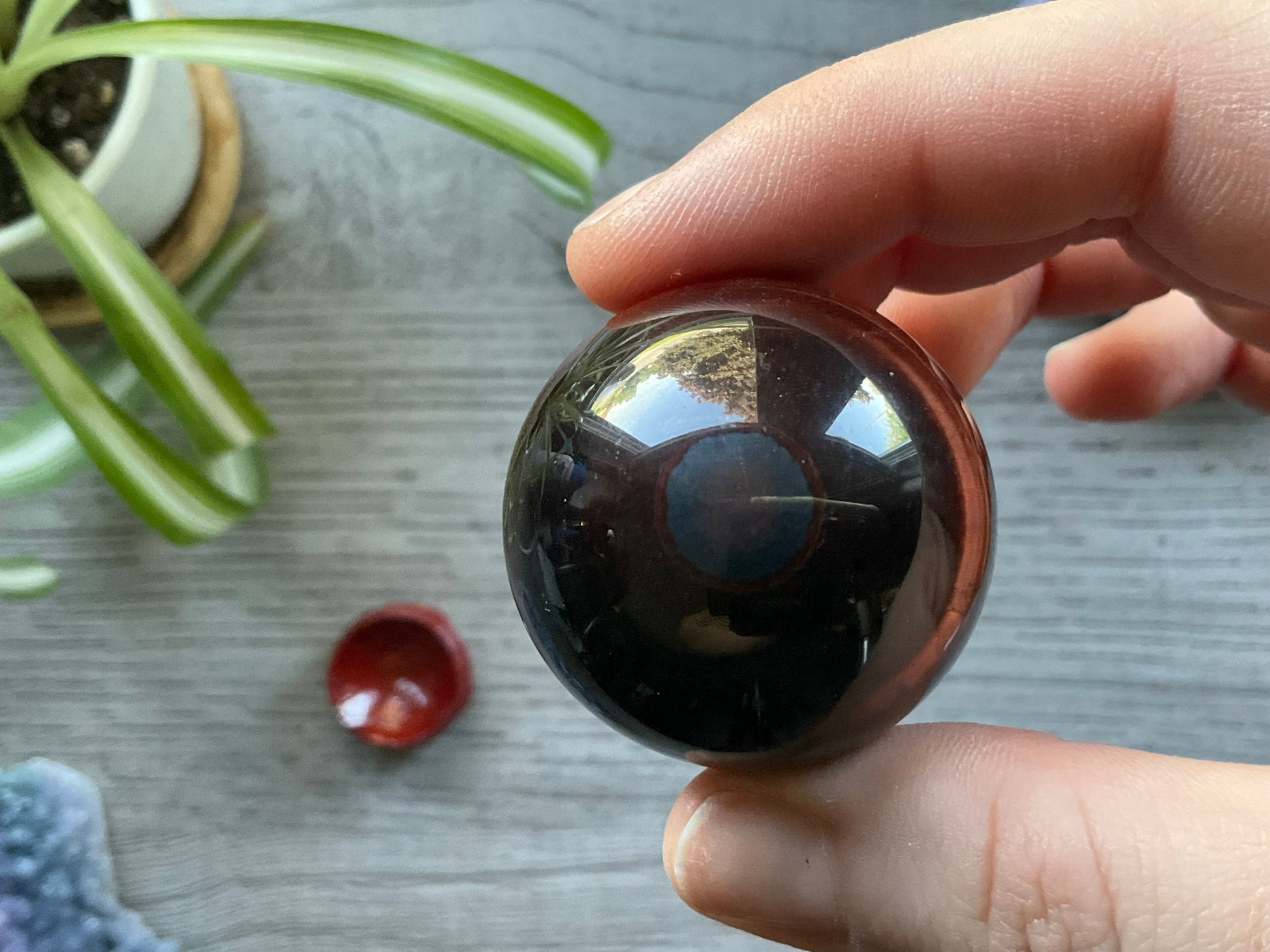 Red Tiger's Eye Crystal Sphere 37mm (B) top