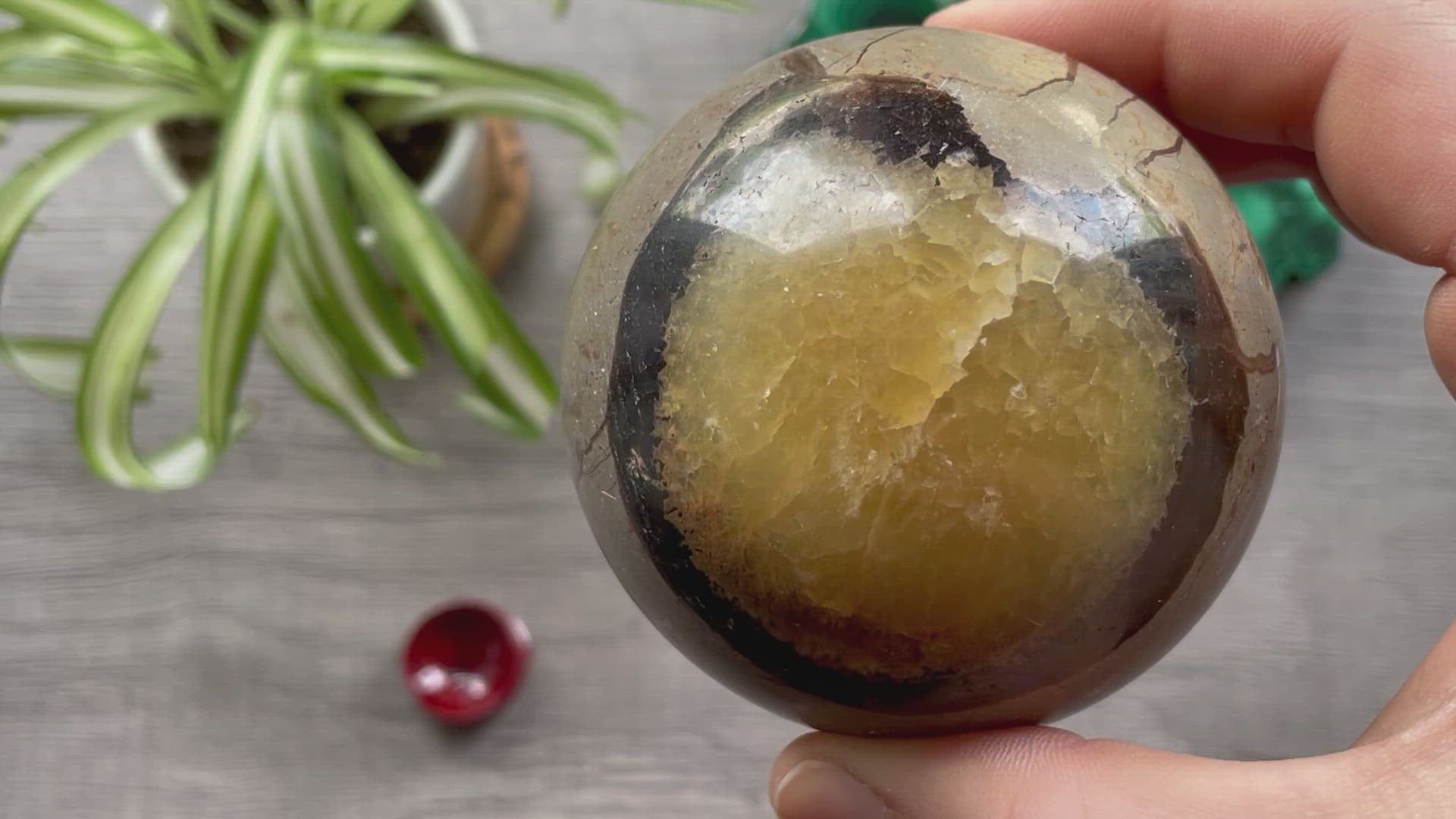 Septarian Sphere - 70mm - The Wandering Fox Emporium, Your Crystal Store video