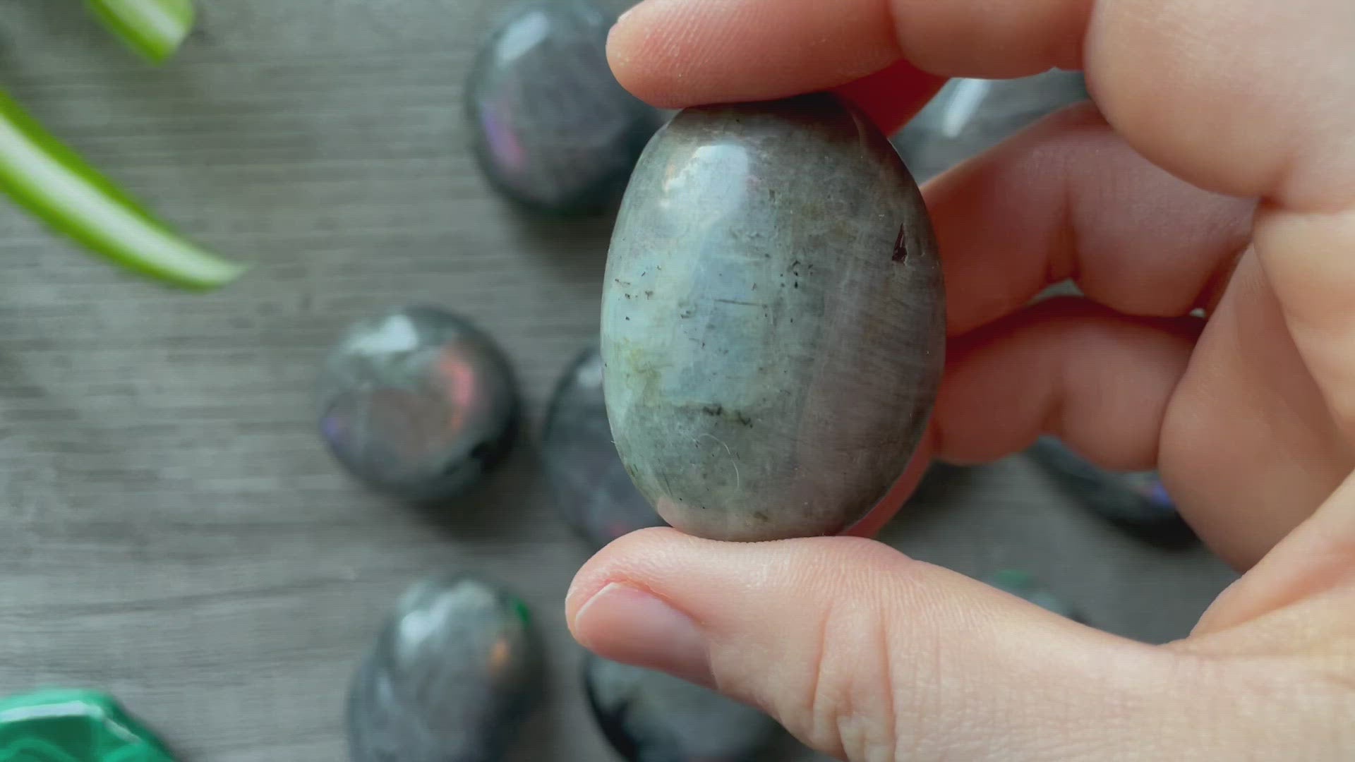 Purple Flash Labradorite Palm Stone video