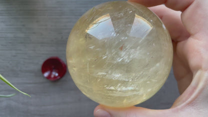 Honey Calcite Sphere - 76mm (B) - The Wandering Fox Emporium, Your Crystal Store video