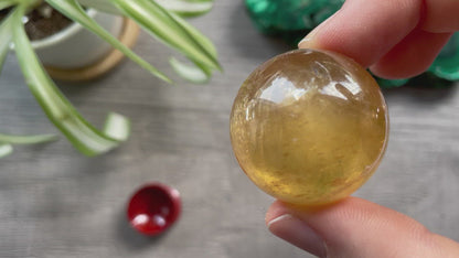 Honey Calcite Mini Sphere - 32mm (D) - The Wandering Fox Emporium, Your Crystal Store video